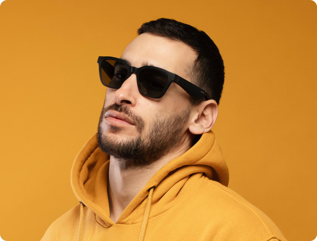 Man wears prescription Bose frames